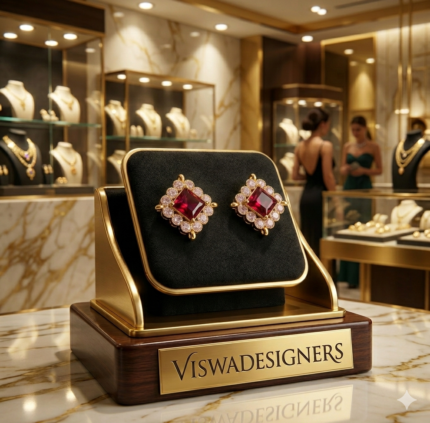 SQAURE WITH WHITE STONE STUDS