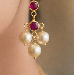 ruby pearl bunch earrings