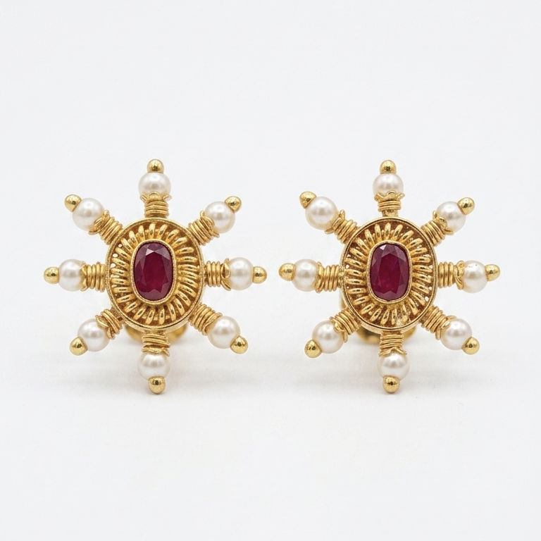 spring ruby studs - Image 4
