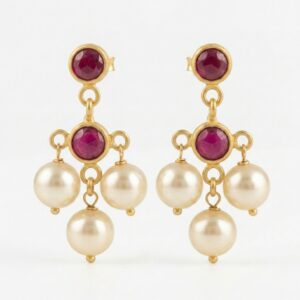 Ruby pearl bunch earrings