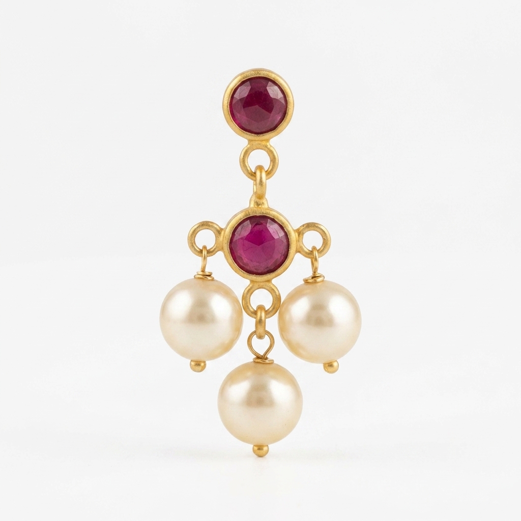 Ruby pearl bunch earrings - Image 3