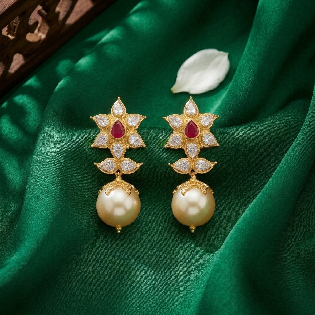 lotus pearl earrings - Image 2