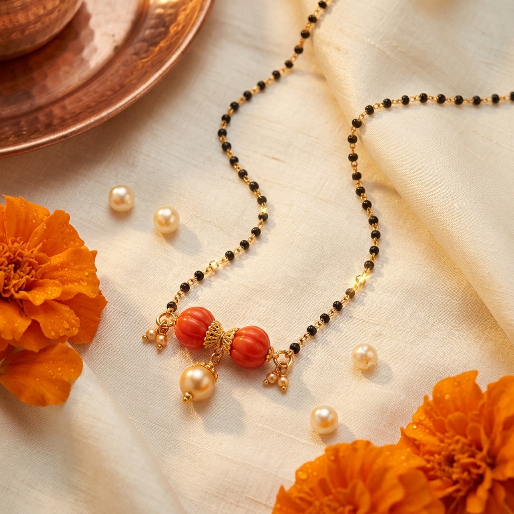 Coral black beads - Image 3