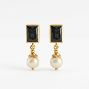 Black square earrings