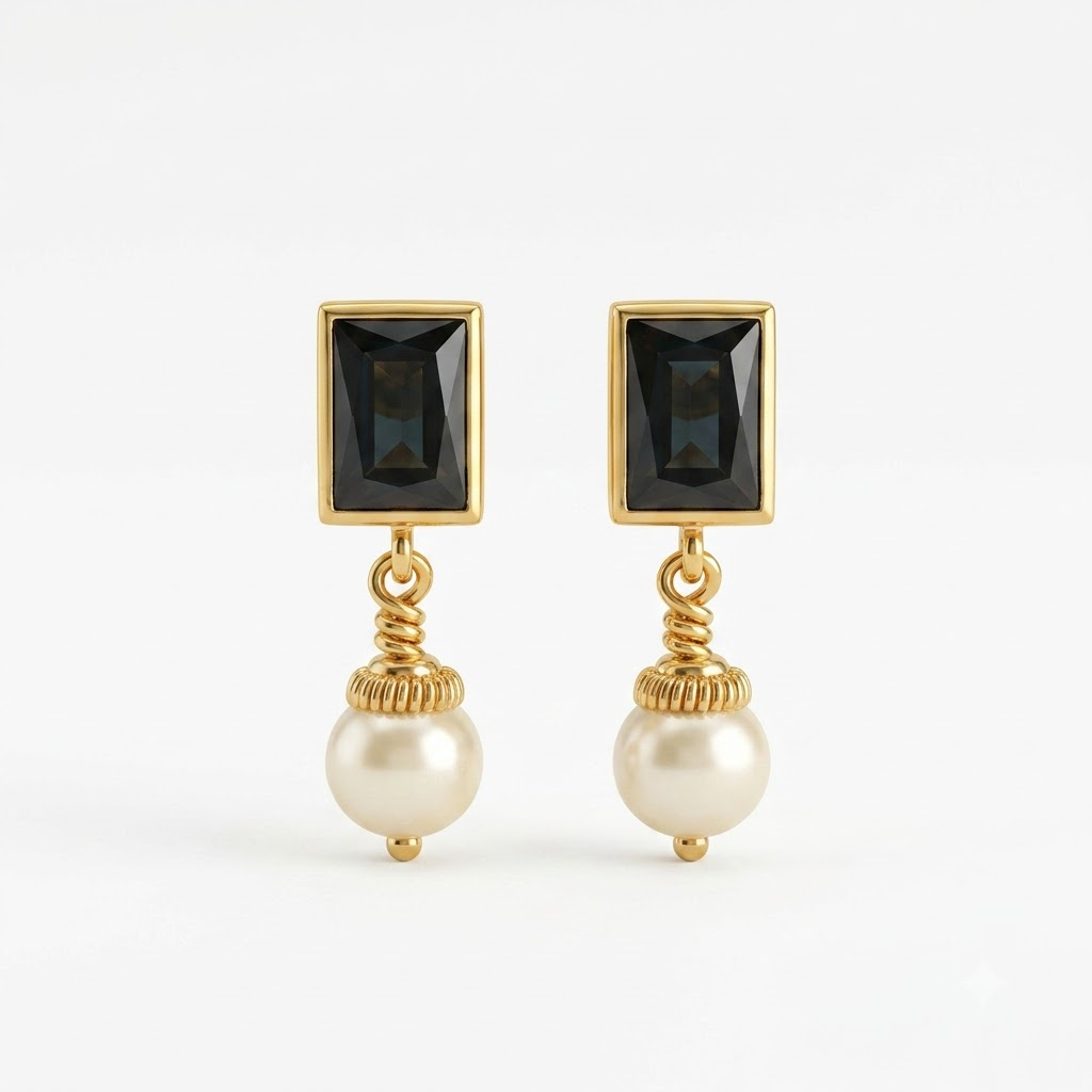 Black square earrings