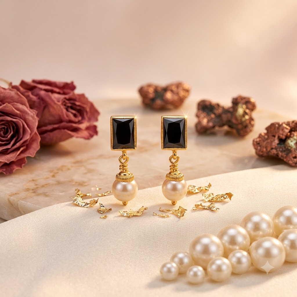 Black square earrings - Image 3