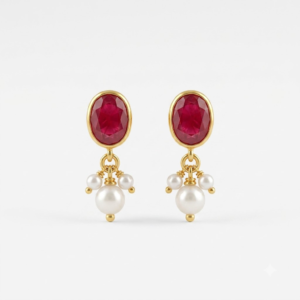 Oval earrings with bunches